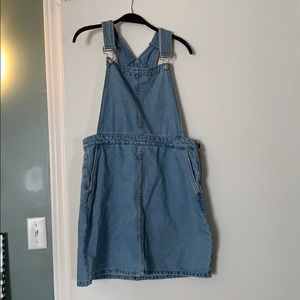 Denim overall mini skirt